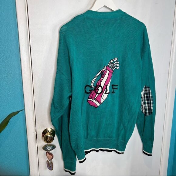 Players by van heusen knit vintage gold cardigan large embroidered logo on back - Picture 1 of 8